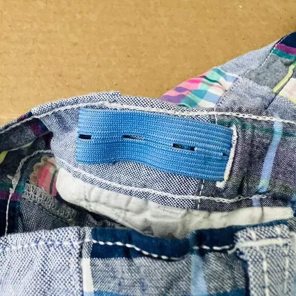 Janie and Jack (4) Little Girls Plaid Blue Denim Board Shorts - Picture 5 of 9